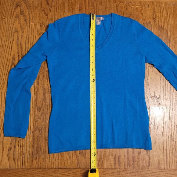 Charter Club 100% cashmere women's V neck sweater in teal size S - Picture 9 of 9